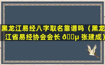 黑龙江易经八字取名靠谱吗（黑龙江省易经协会会长 🌵 张建成）